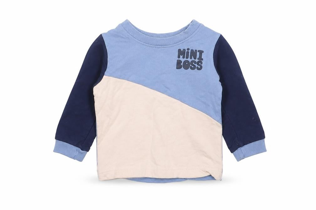 Peacocks Boys Blue Colourblock Cotton Pullover Jumper Size 3-6 Months  Pullover - Boss