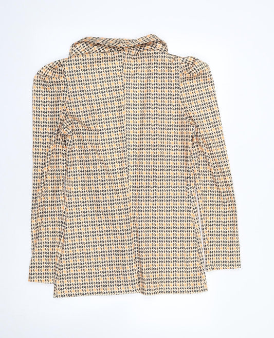 Chicme Womens Yellow Geometric  Jacket Blazer Size S