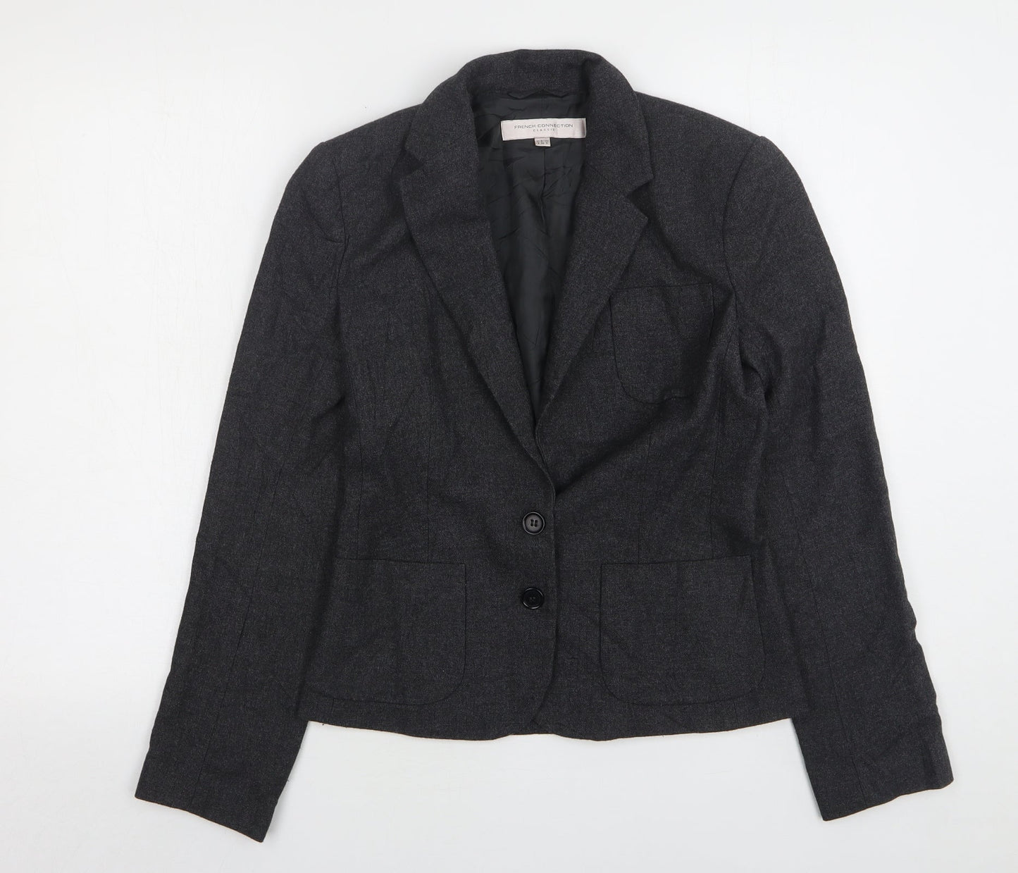 French Connection Womens Grey  Viscose Jacket Suit Jacket Size 6