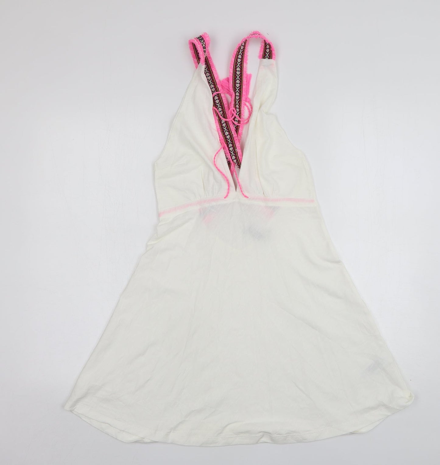 ASOS Womens White Argyle/Diamond Cotton Basic Tank Size 6 V-Neck