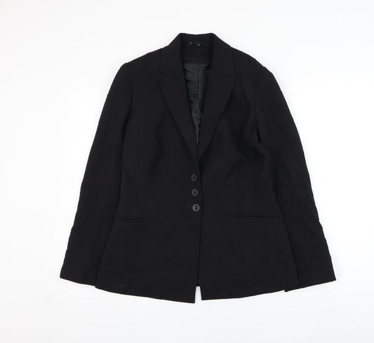 Simon Jersey Womens Black   Jacket Blazer Size 10  Button