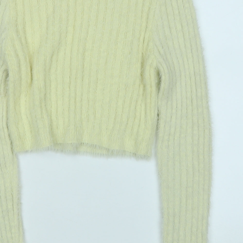 Topshop Womens Yellow Round Neck  Polyimide Pullover Jumper Size L