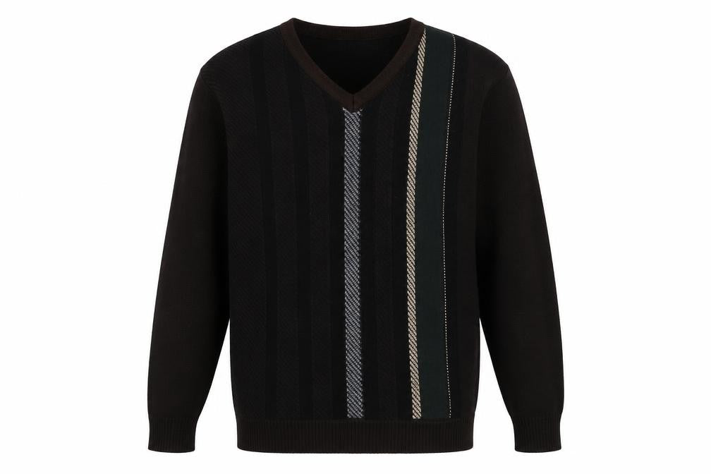 Greenwoods Mens Brown V-Neck  Acrylic Pullover Jumper Size M