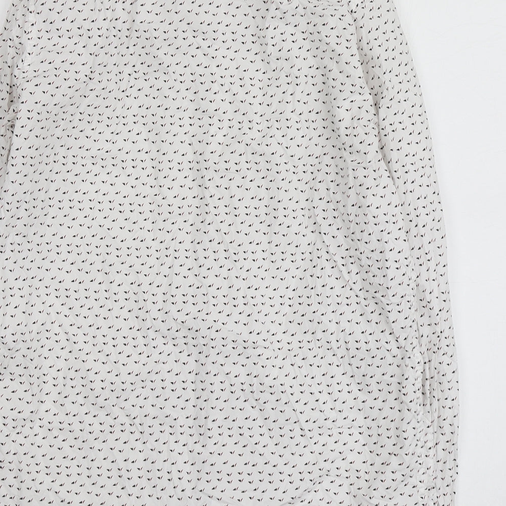 Peter Werth Mens White Geometric Cotton  Button-Up Size L Collared