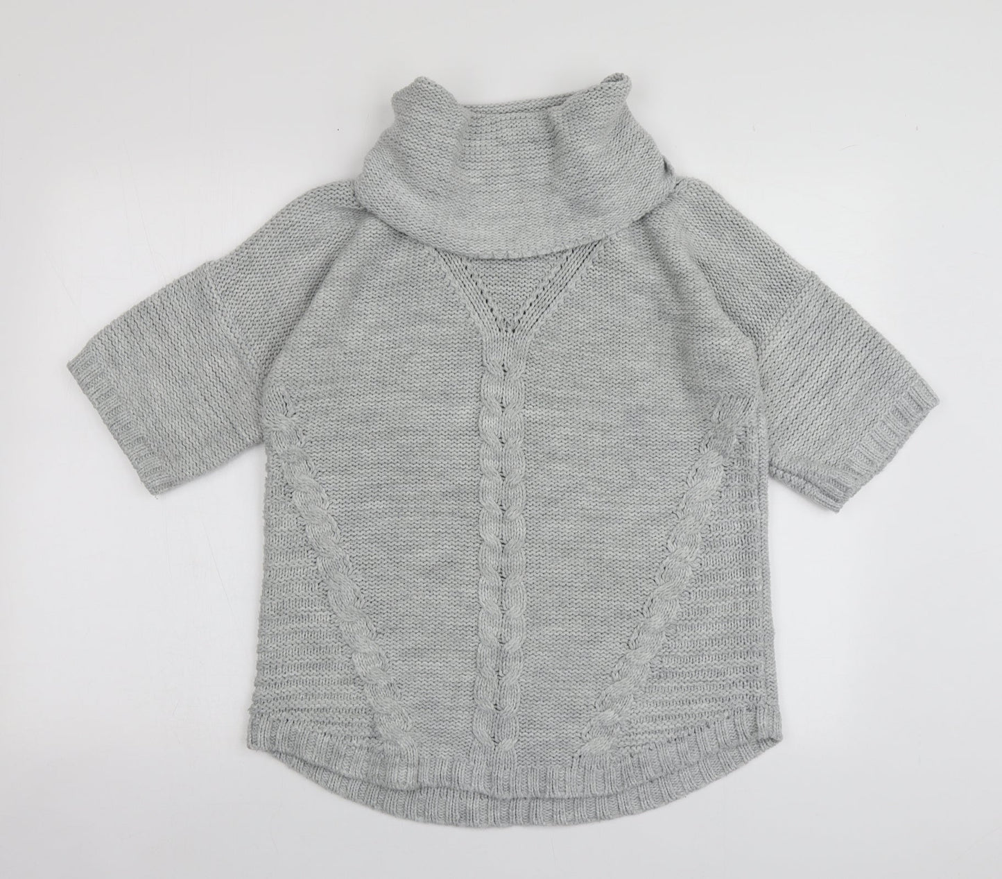Oasis Womens Grey Roll Neck  Acrylic Pullover Jumper Size XS