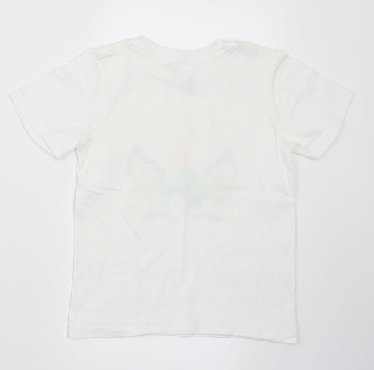 Port & Company Girls White  Cotton Basic T-Shirt Size 4 Years Crew Neck  - Unicorn