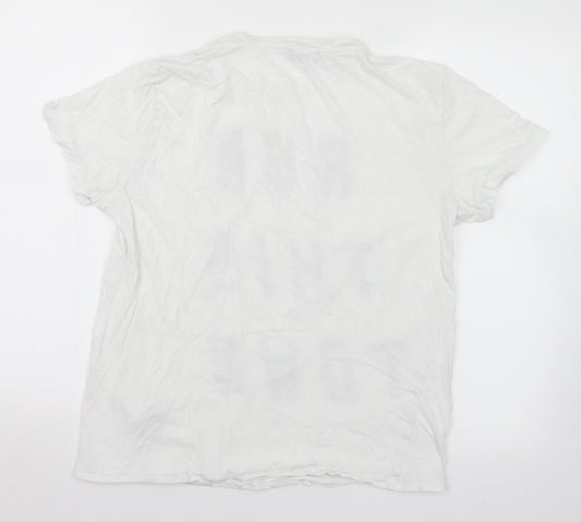 New Look Mens White  Cotton  T-Shirt Size S Round Neck  - Run This Town