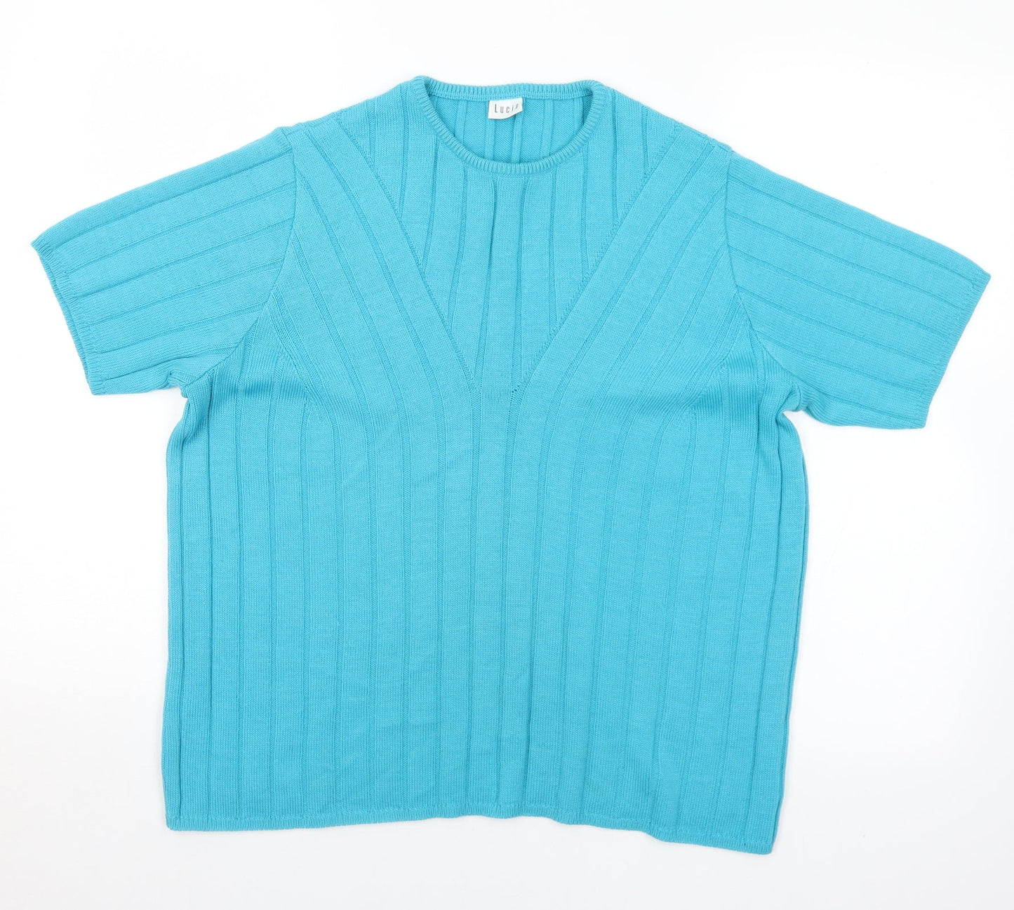 LUCIA Womens Blue Round Neck  Acrylic Pullover Jumper Size 10