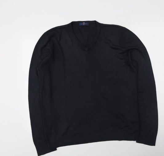 Marks and Spencer Mens Blue V-Neck  Acrylic Pullover Jumper Size L