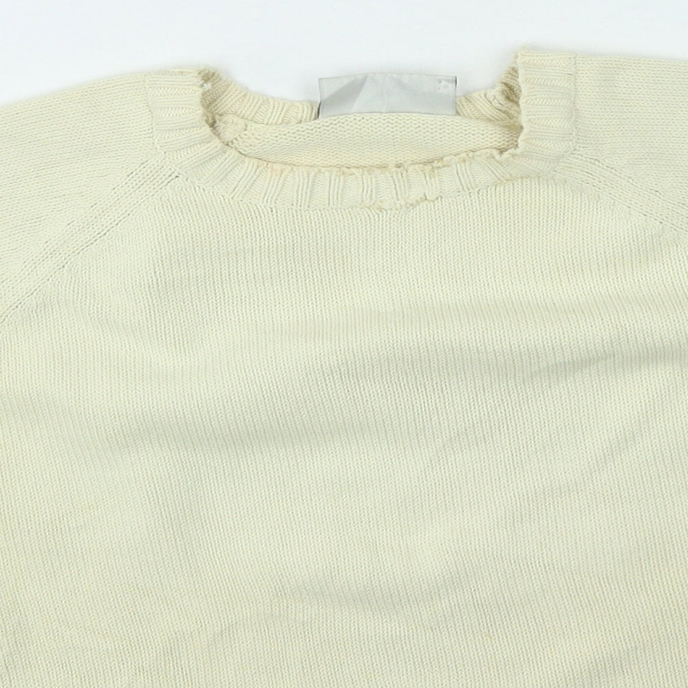 BHS Womens Beige Round Neck Cotton Pullover Jumper Size 12
