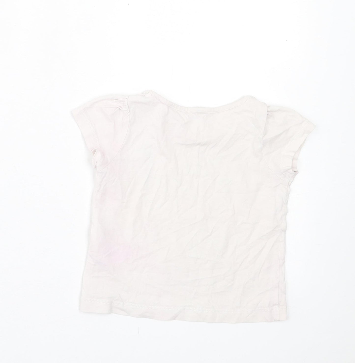 H&M Girls White  Cotton Basic T-Shirt Size 24 Months Crew Neck Pullover