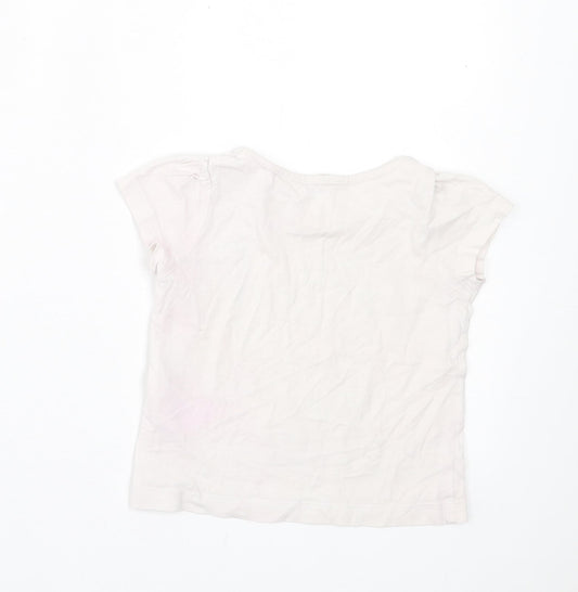 H&M Girls White  Cotton Basic T-Shirt Size 24 Months Crew Neck Pullover