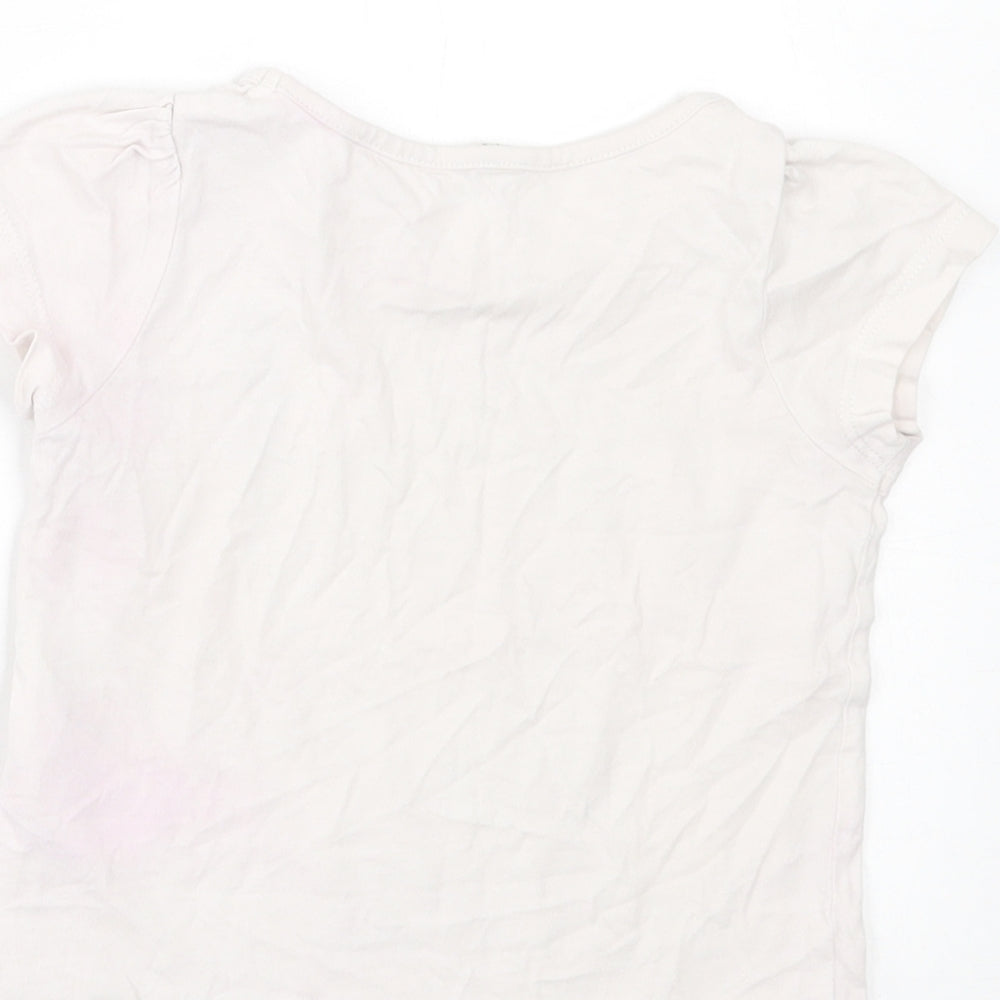 H&M Girls White  Cotton Basic T-Shirt Size 24 Months Crew Neck Pullover