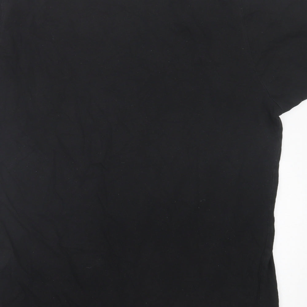United Colors of Mancunia Mens Black  Cotton  T-Shirt Size S Crew Neck