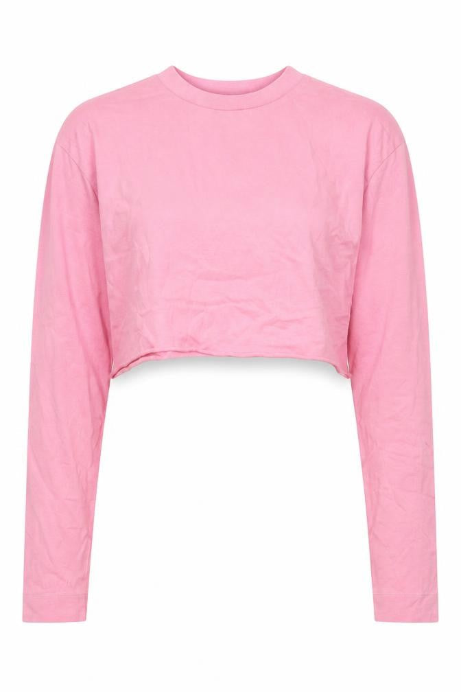 Collusion Womens Pink  Cotton Cropped T-Shirt Size 6 Crew Neck