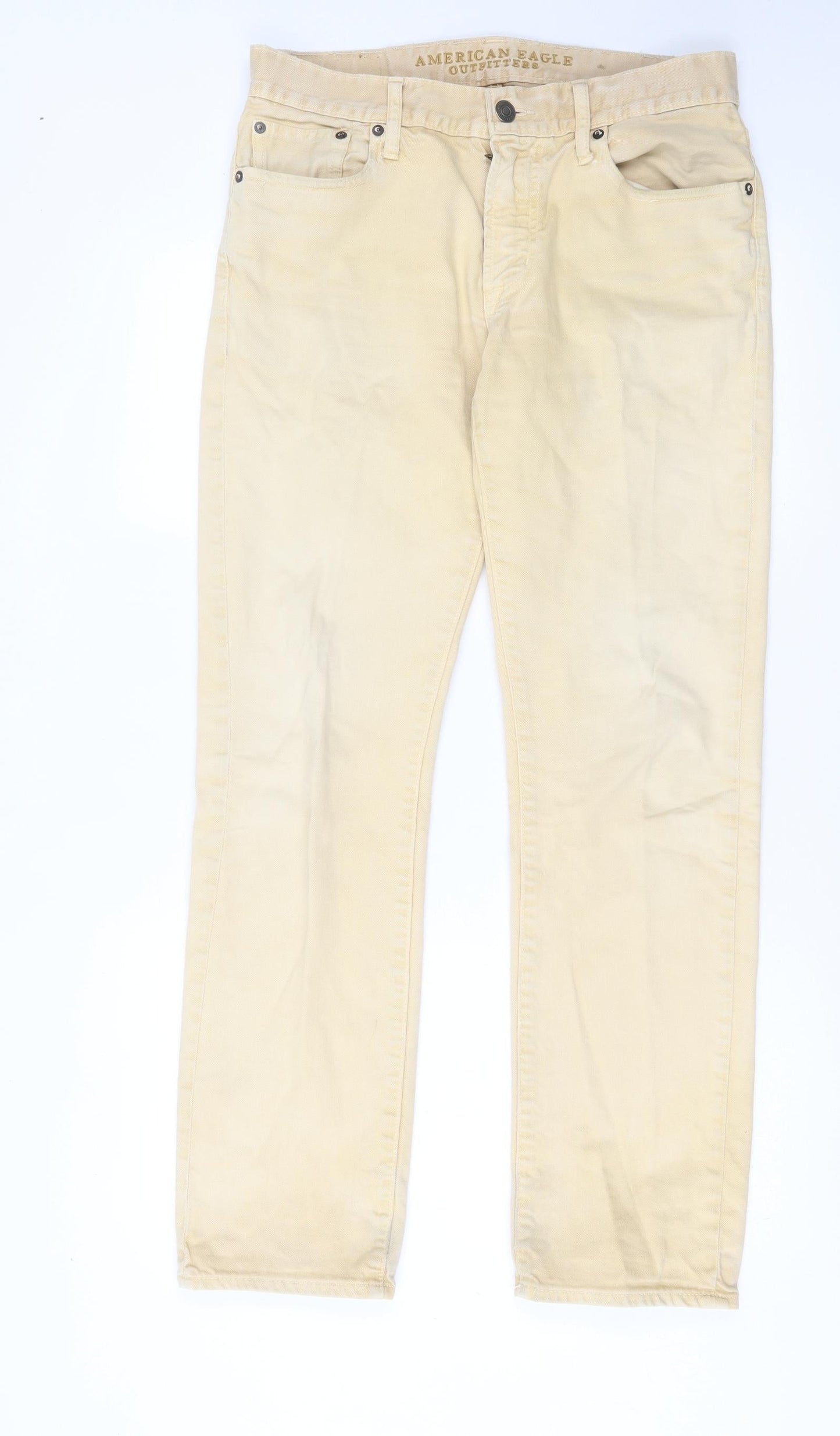 American Eagle Outfitters Womens Beige  Cotton Straight Jeans Size 30 L32 in Regular Button