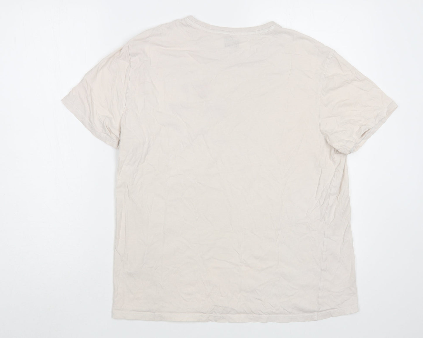 TJX Womens Beige  Cotton Basic T-Shirt Size M Crew Neck - Comic Relief