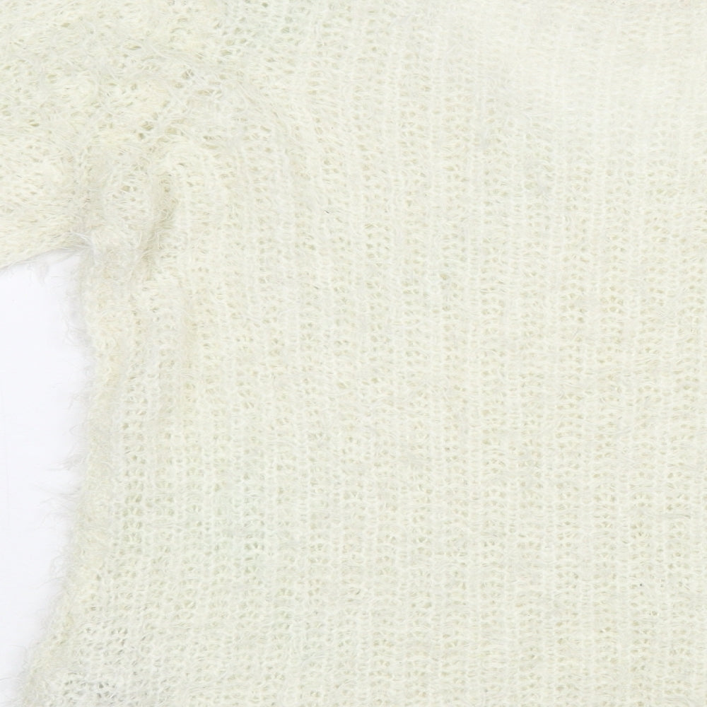 New Look Womens Ivory Boat Neck  Acrylic Pullover Jumper Size M