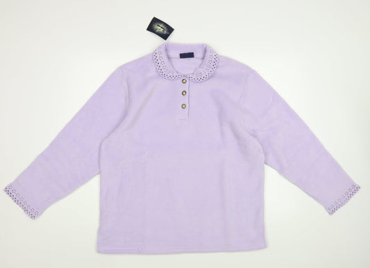 Fashion Extra Womens Purple  Polyester Pullover Sweatshirt Size 18  Button