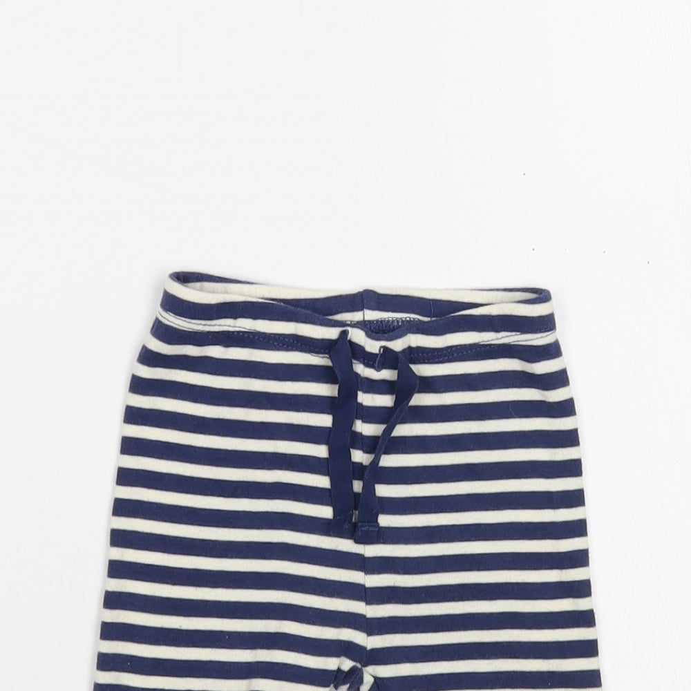 Gap Baby Blue Striped Cotton Jogger Leggings Size 3-6 Months  Drawstring