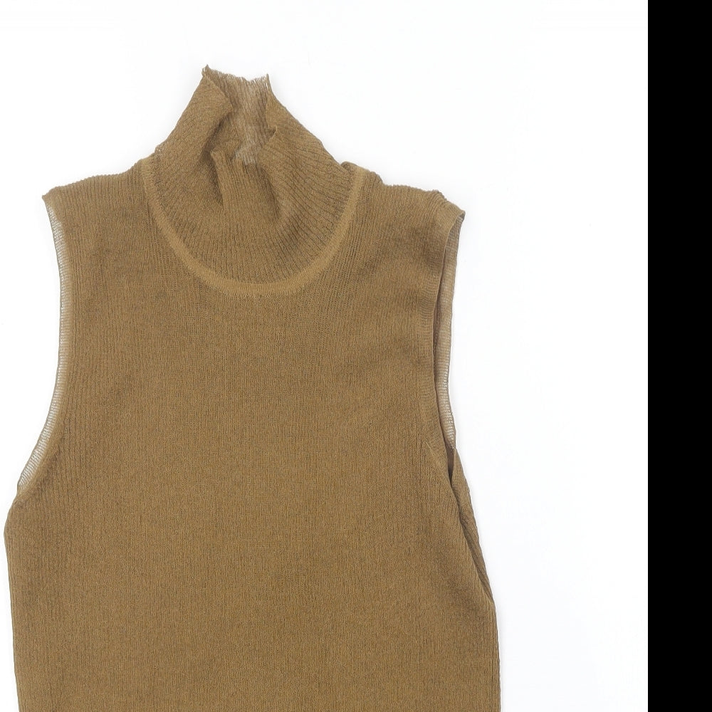 Zanzara Womens Brown Crew Neck  Polyester Pullover Jumper Size S