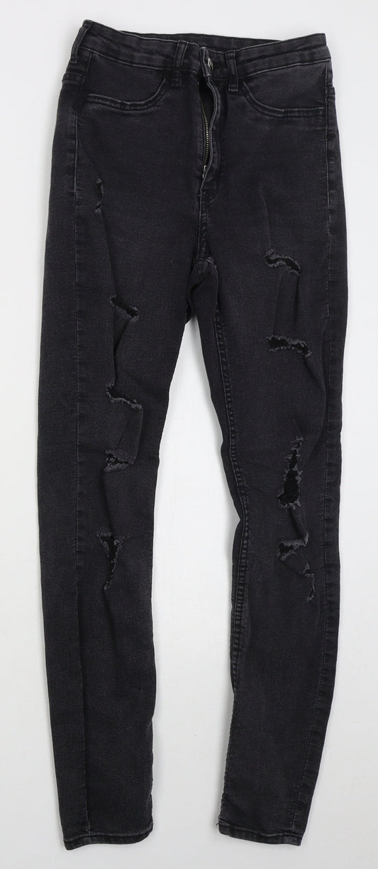 H&M Womens Grey  Cotton Skinny Jeans Size 8 L27 in Regular Button