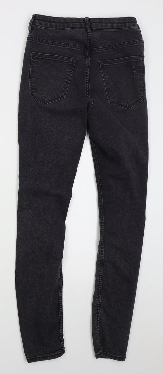 H&M Womens Grey  Cotton Skinny Jeans Size 8 L27 in Regular Button