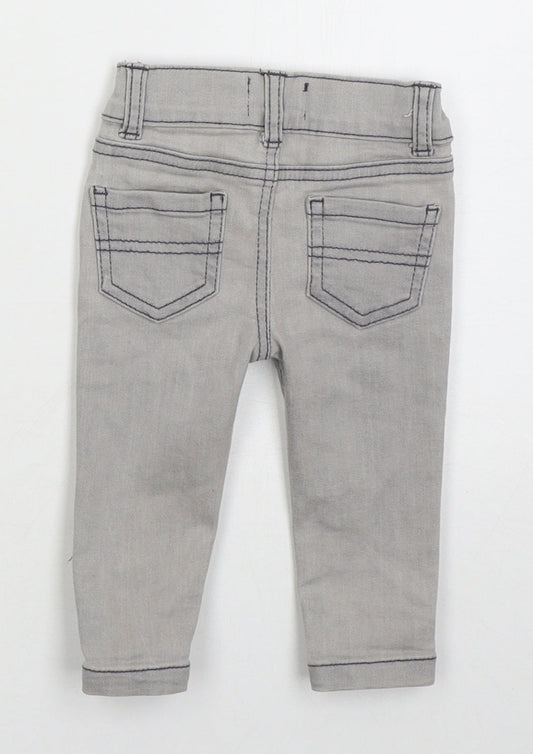 Denim Co Boys Grey  Cotton Capri Jeans Size 3-6 Months  Button