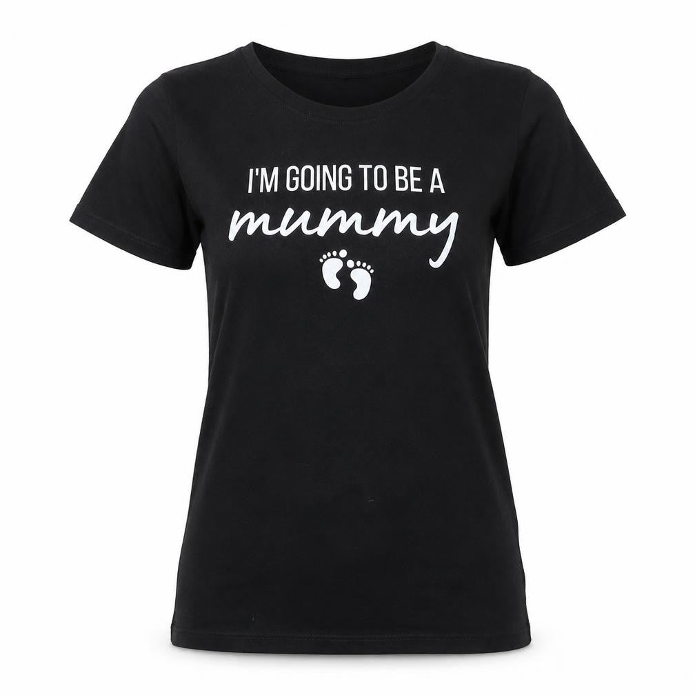 Port & Company Womens Black  Cotton Basic T-Shirt Size M Crew Neck - I'm Going To Be A Mummy