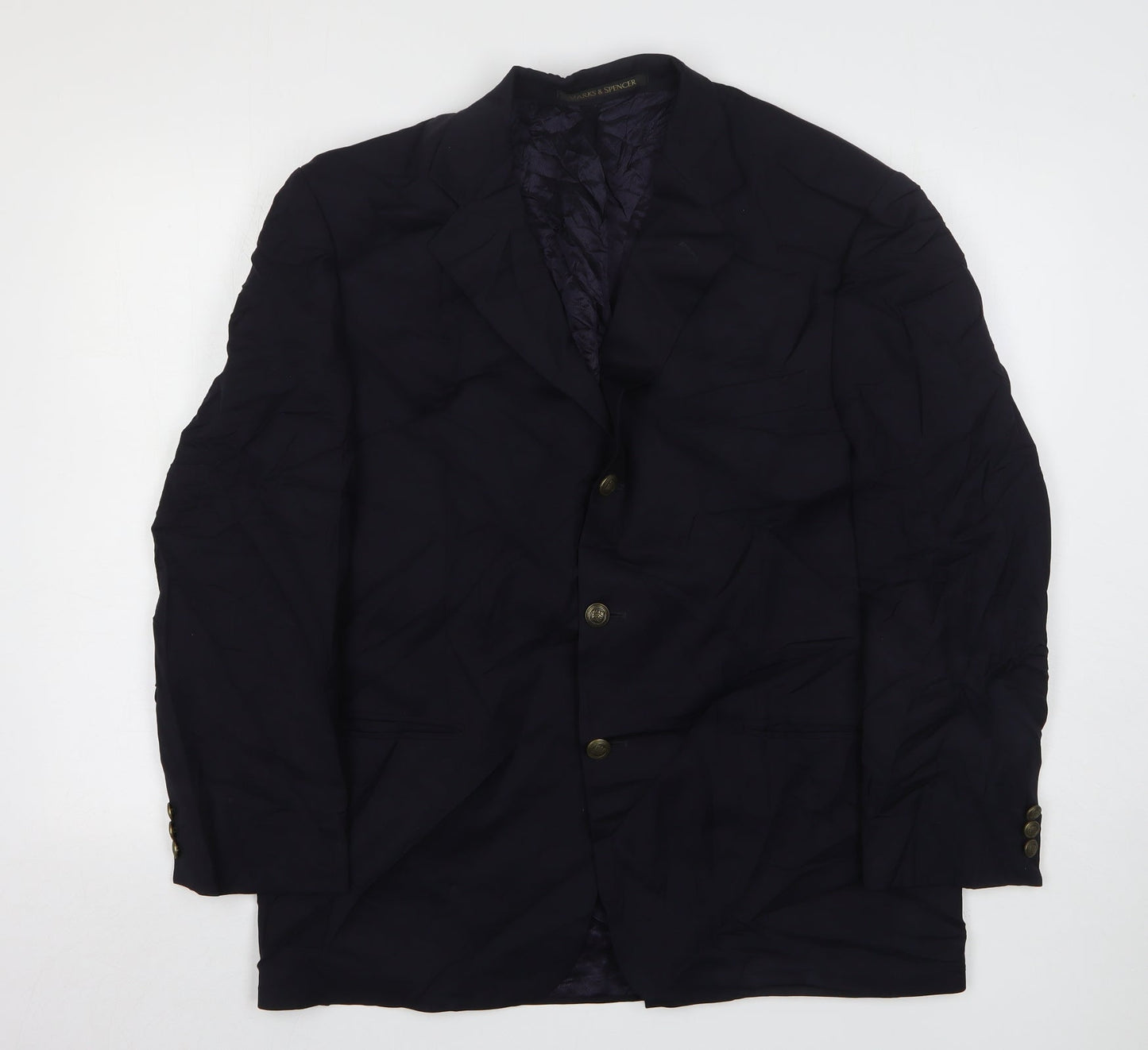 Marks and Spencer Mens Blue  Wool Jacket Suit Jacket Size 42