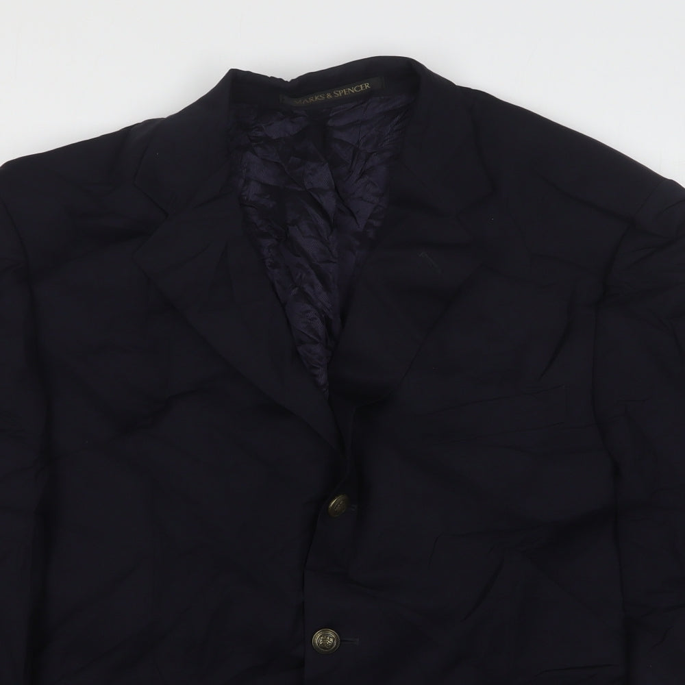 Marks and Spencer Mens Blue  Wool Jacket Suit Jacket Size 42