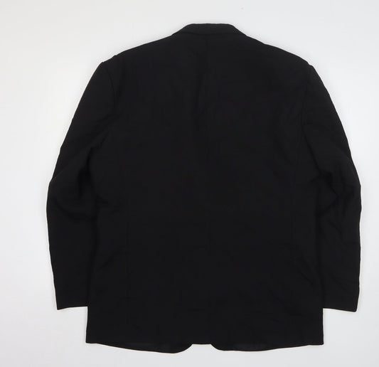 Simon Jersey Mens Black  Polyester Jacket Suit Jacket Size 42