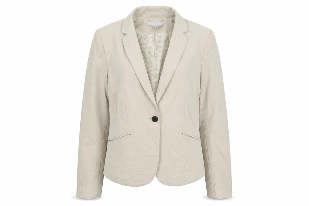 H&M Womens Beige  Polyester Jacket Suit Jacket Size 10