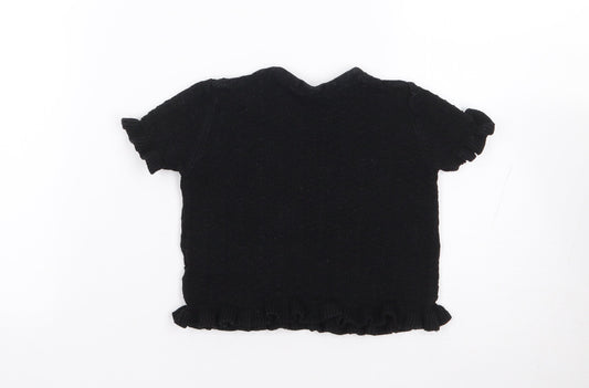 NEXT Girls Black  100% Cotton Jersey T-Shirt Size 5 Years Crew Neck Pullover
