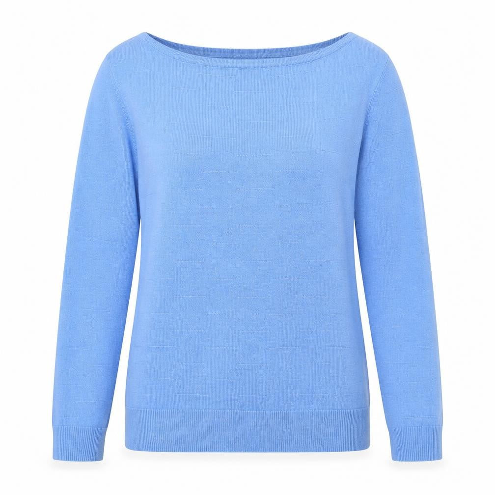 Vida V Womens Blue Boat Neck  Acrylic Pullover Jumper Size L