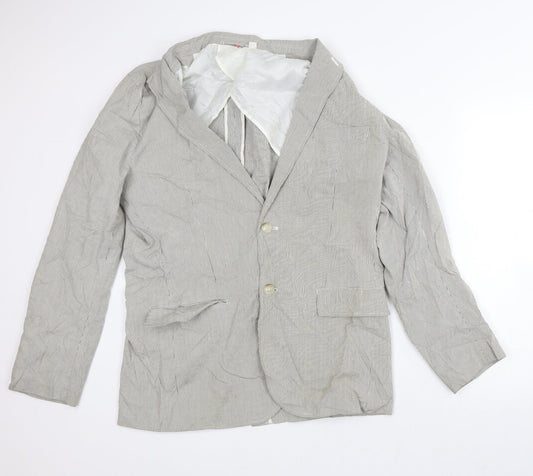 Preworn Womens Beige Striped  Jacket Blazer Size L