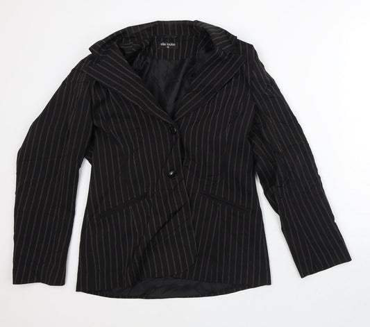 Ellie Louise Womens Black Striped  Jacket Blazer Size 12