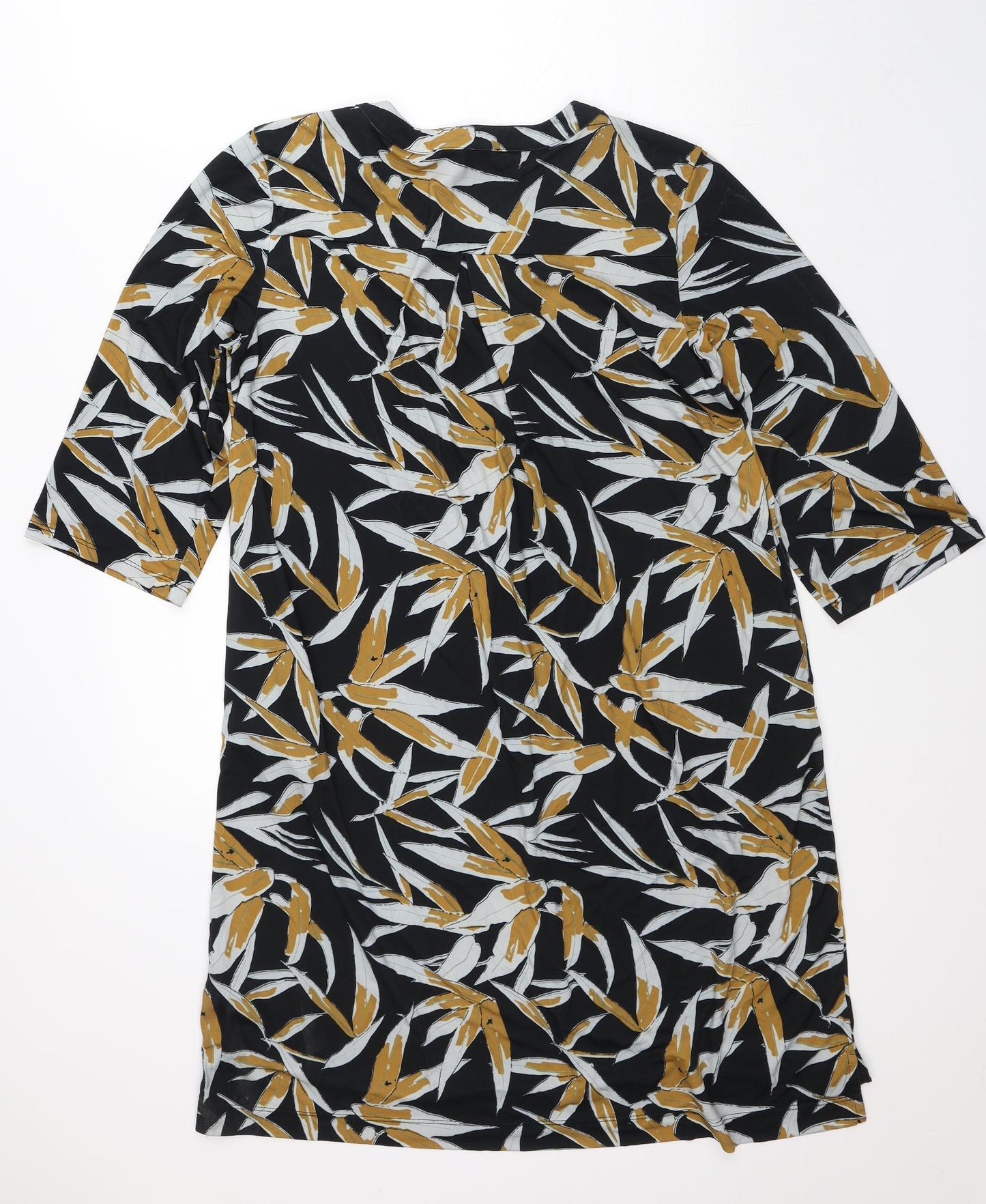 Together Womens Black Geometric Polyester T-Shirt Dress  Size 14  V-Neck