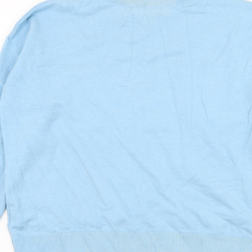Marks and Spencer Womens Blue V-Neck  Viscose Pullover Jumper Size S