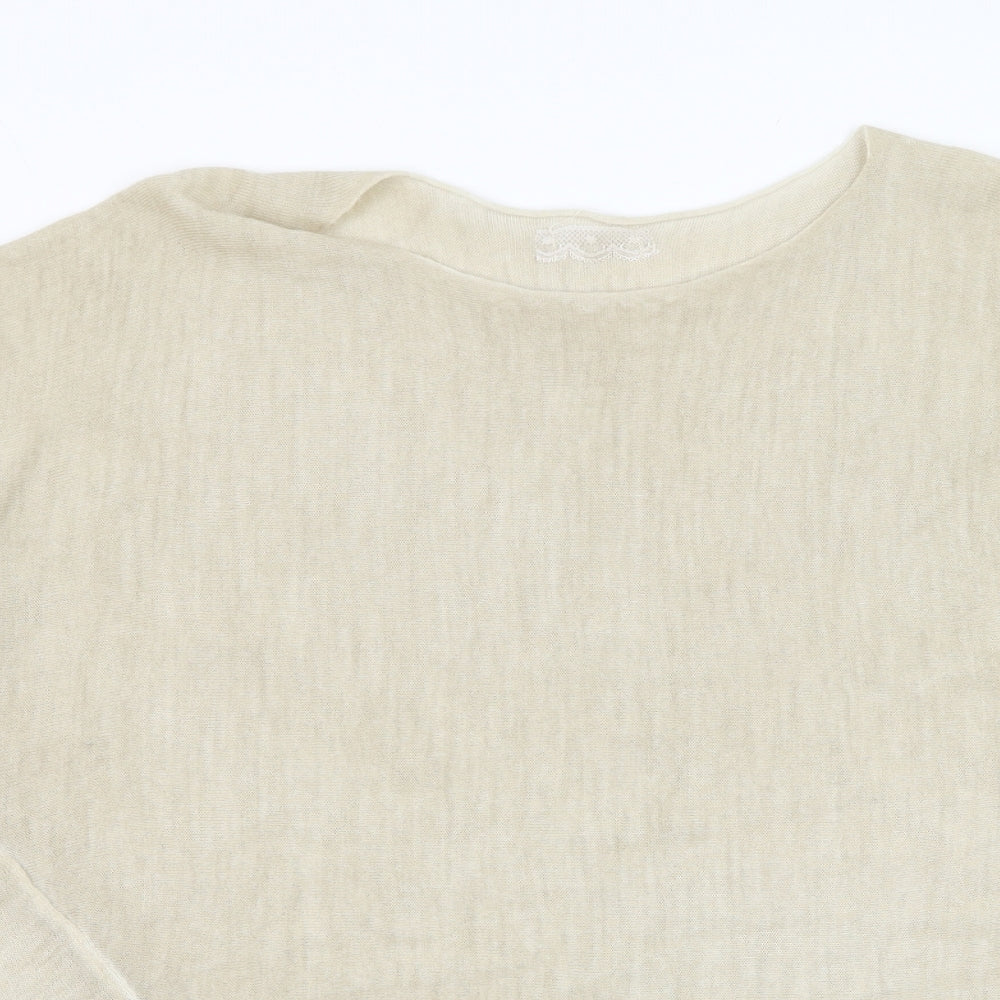 Preworn Womens Beige Round Neck  Acrylic Pullover Jumper Size L