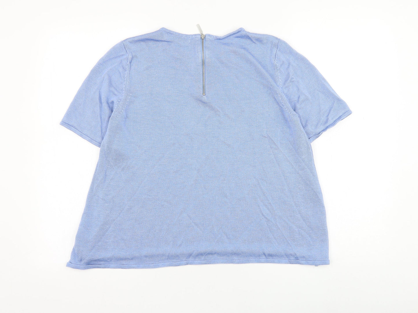 Marks and Spencer Womens Blue Round Neck  Viscose Pullover Jumper Size 14