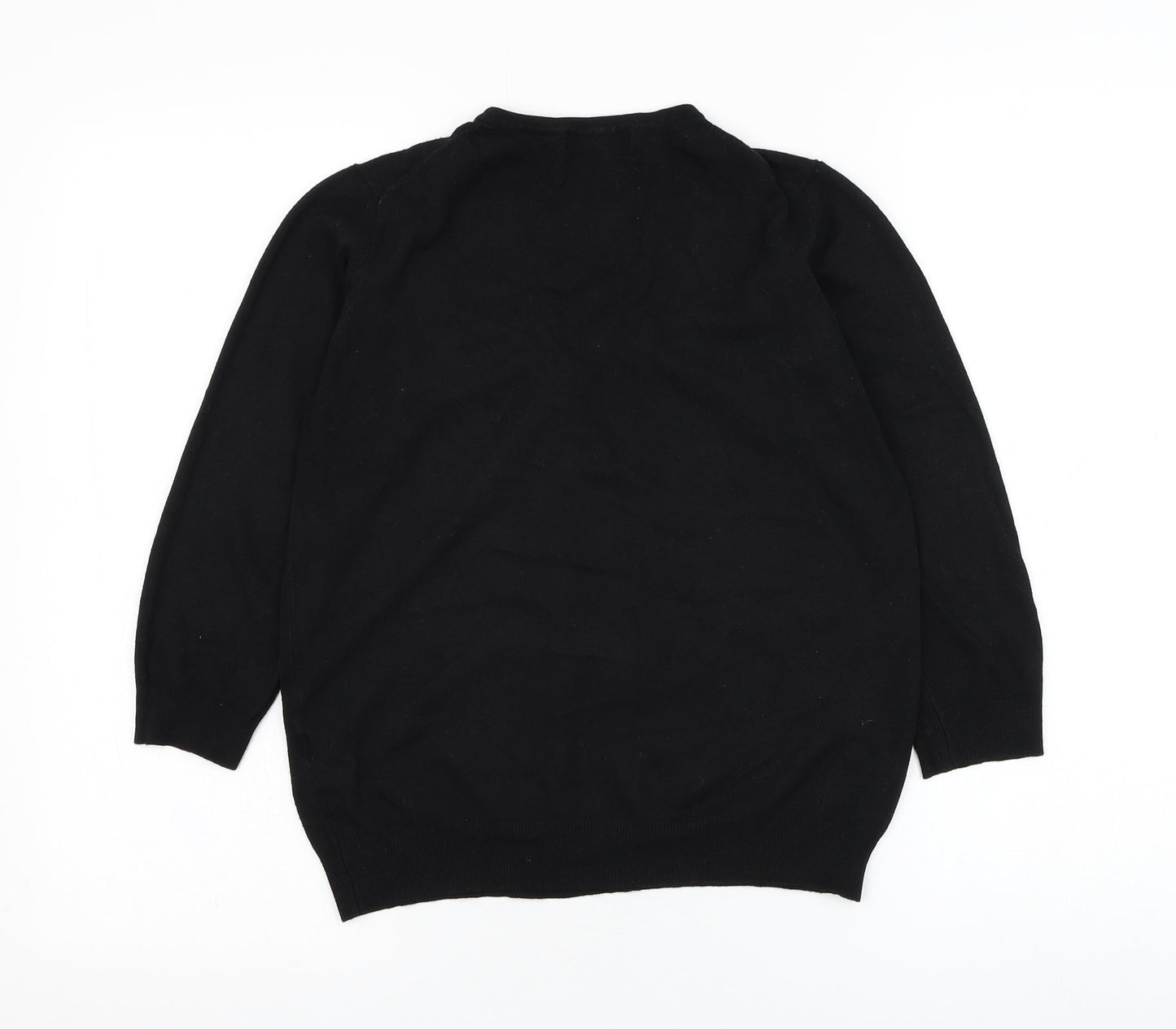 Marks and Spencer Womens Black V-Neck  Viscose Pullover Jumper Size 14