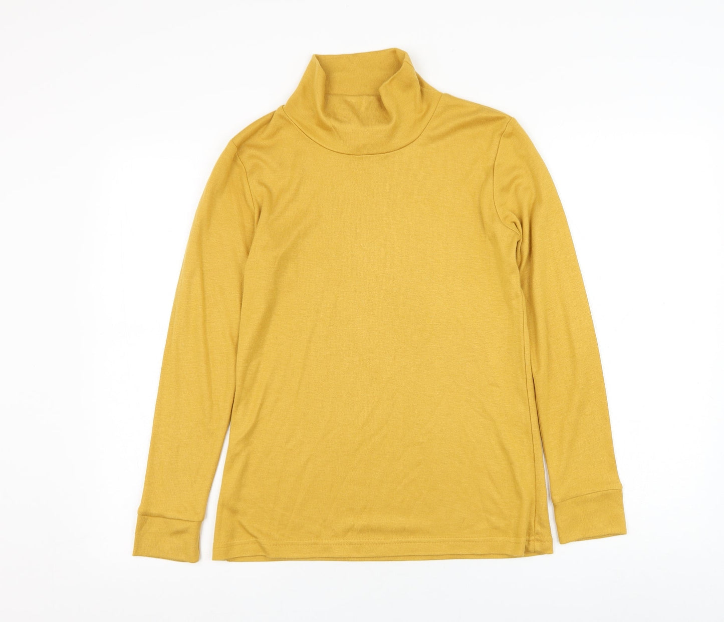 Afibel Womens Yellow Mock Neck  Acrylic Pullover Jumper Size 10