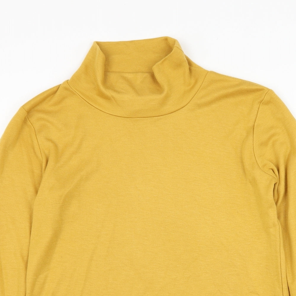 Afibel Womens Yellow Mock Neck  Acrylic Pullover Jumper Size 10