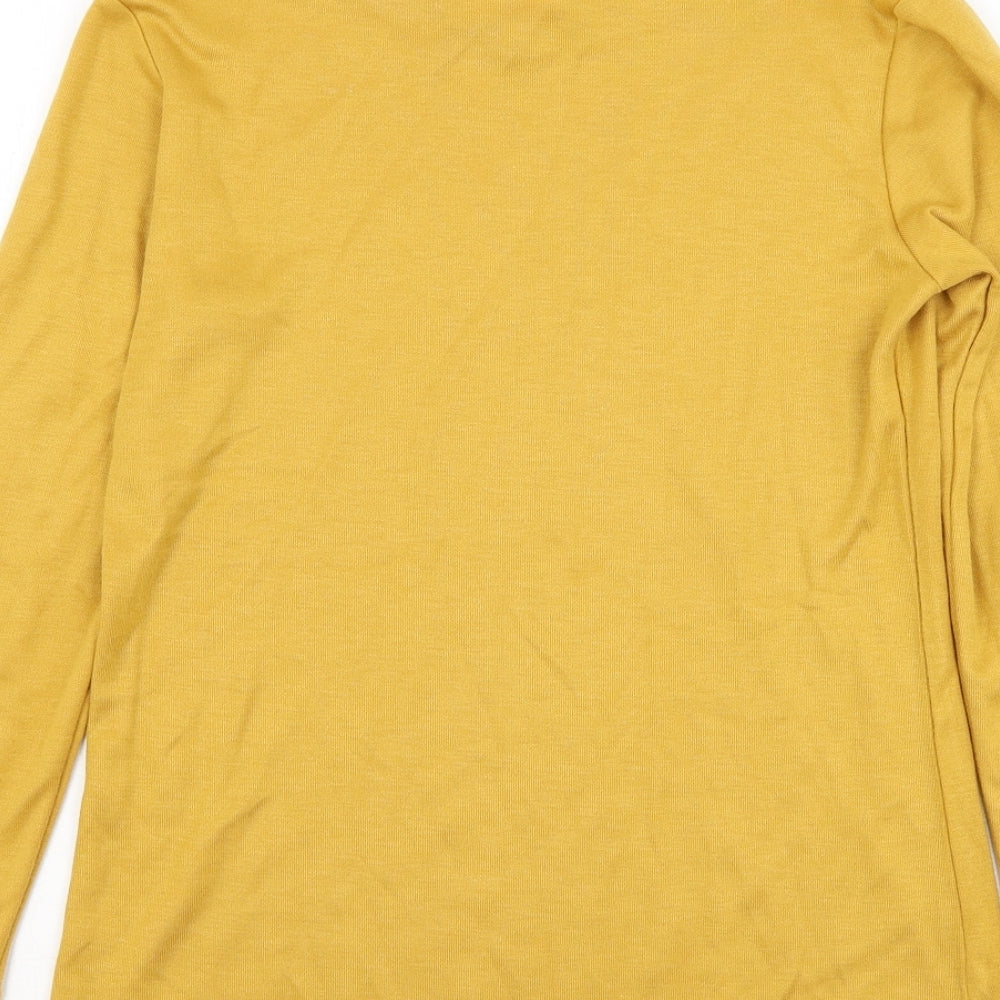Afibel Womens Yellow Mock Neck  Acrylic Pullover Jumper Size 10