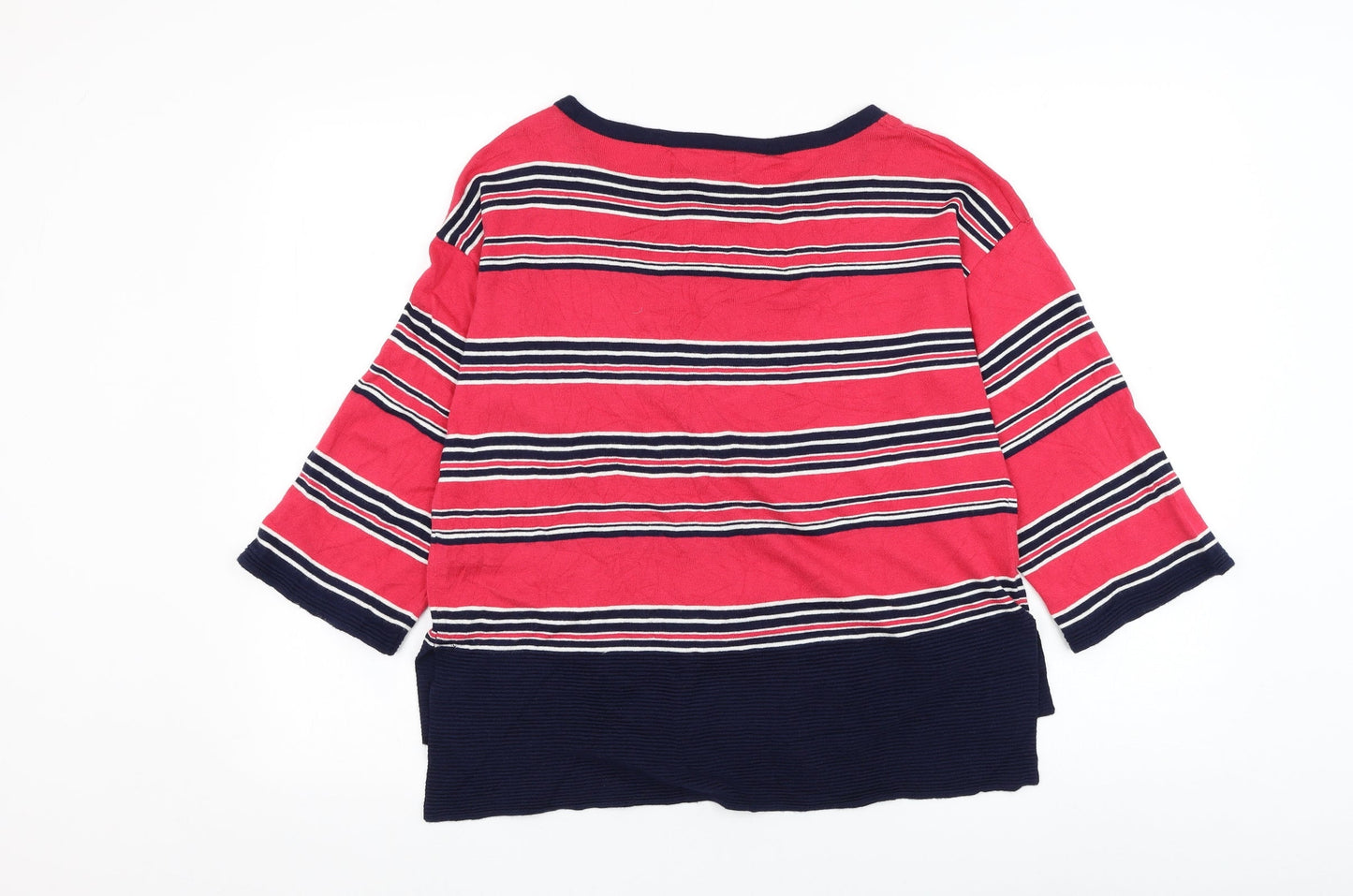 NEXT Womens Pink Round Neck Striped Cotton Pullover Jumper Size 8
