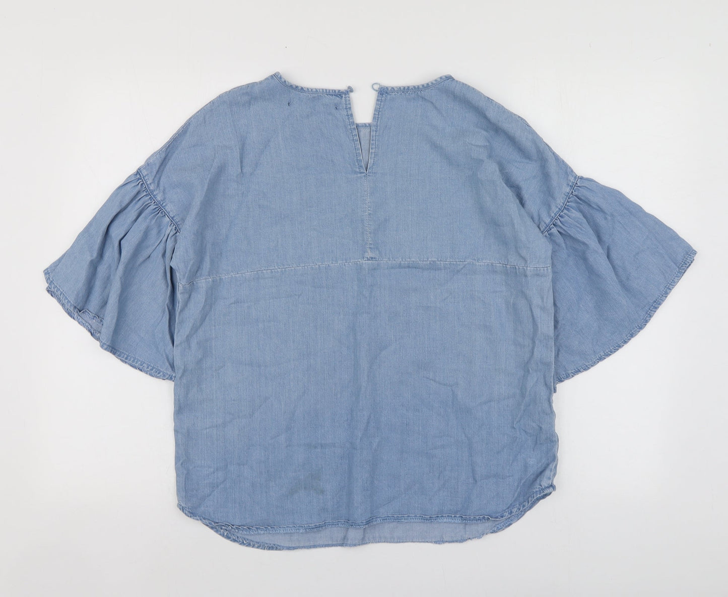 By Very Womens Blue  Lyocell Basic Blouse Size 10 Round Neck