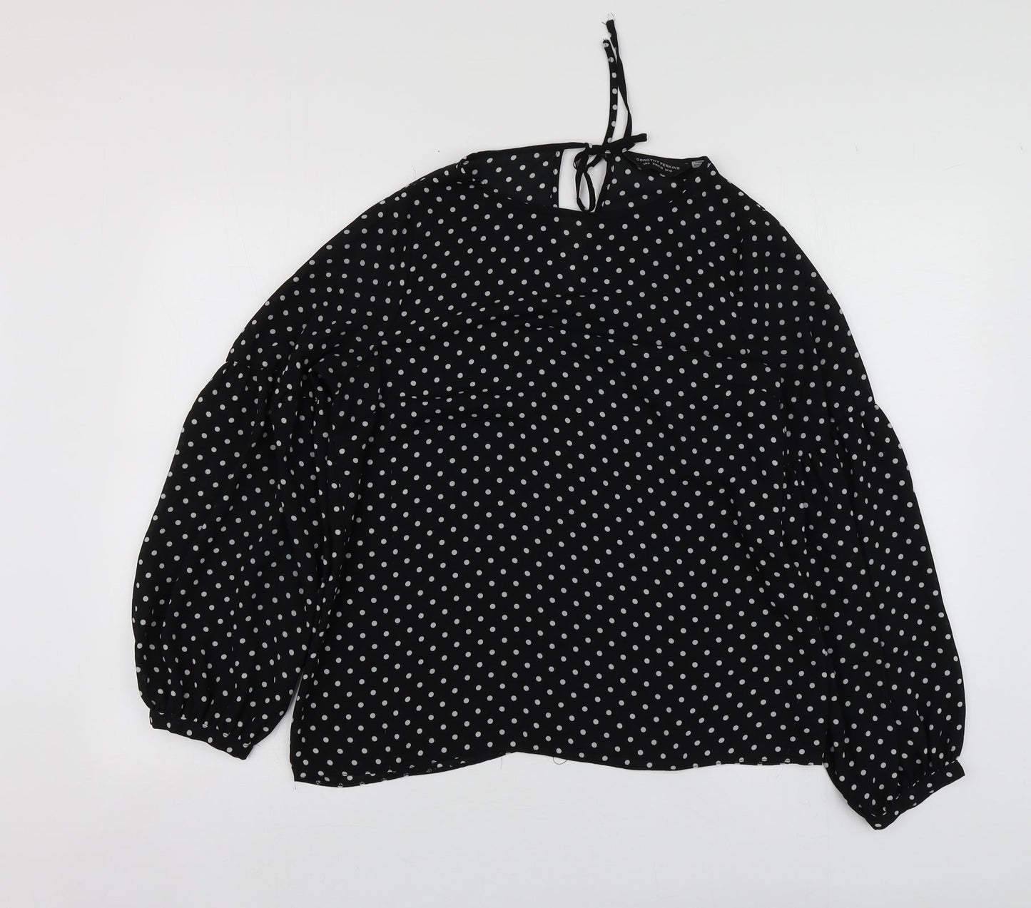 Dorothy Perkins Womens Black Polka Dot Polyester Basic Blouse Size 10 Round Neck