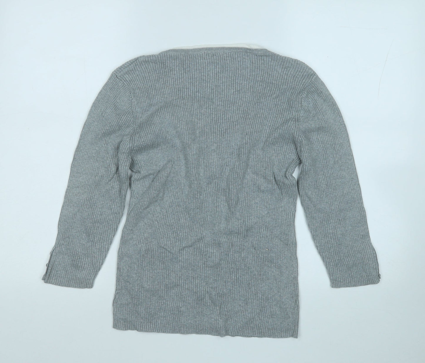 Papaya Womens Grey Round Neck  Cotton Pullover Jumper Size 16