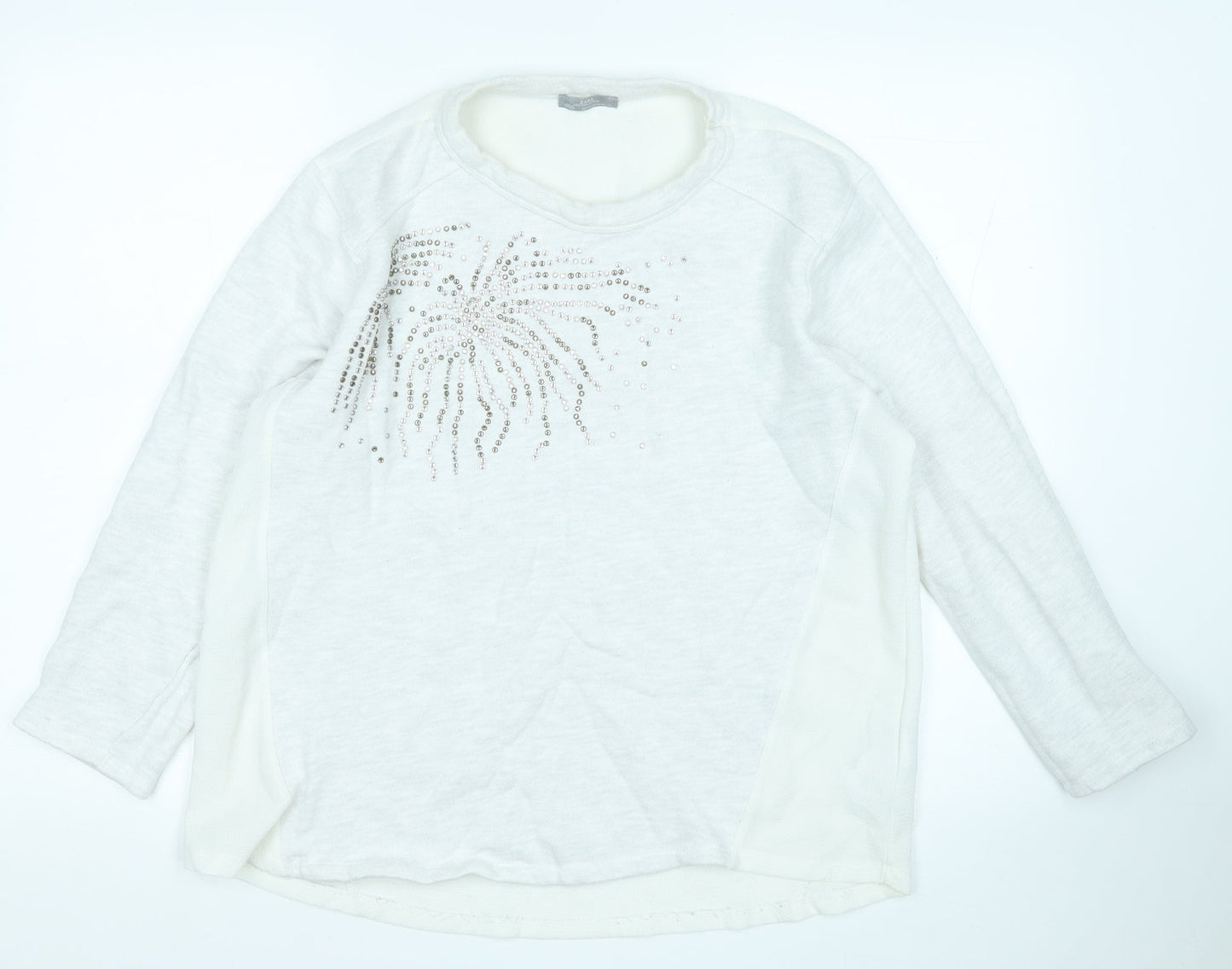 Zara Womens Grey Round Neck  Cotton Pullover Jumper Size M